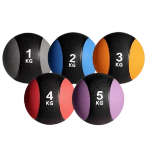 Ensemble de cinq Médecine Balls professionnels de différents poids (1kg, 2kg, 3kg, 4kg, 5kg) pour le fitness et le cross-training - fitspro équipement