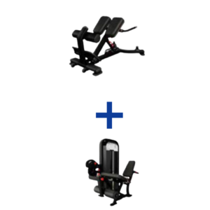 Pack d'équipements de musculation d'occasion de la marque Nautilus pour le bas du corps, comprenant un banc à lombaires / cuisses articulé et une machine sélective Leg Extension pour les quadriceps - Fitspro Equipement