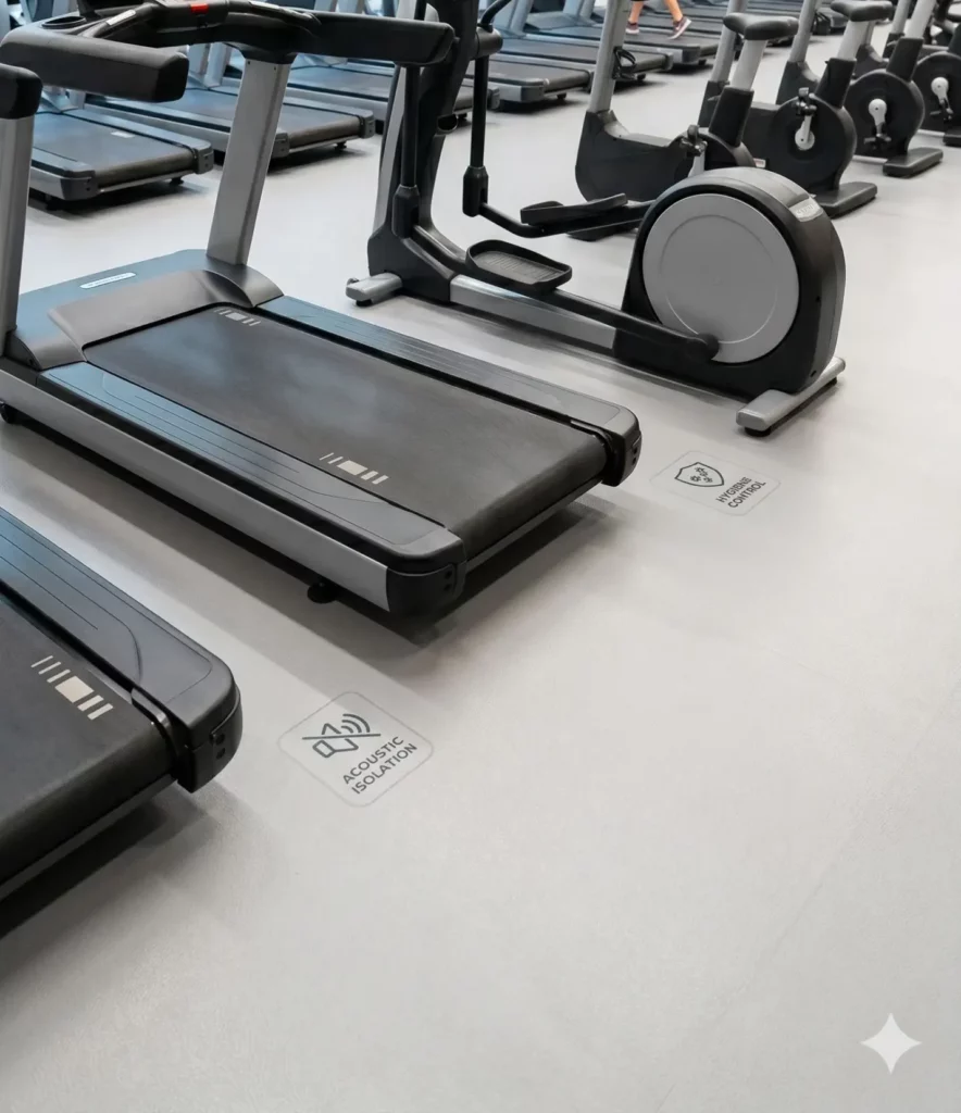 Revêtement de sol sportif technique pour zone cardio avec isolation acoustique - Fitspro Equipement