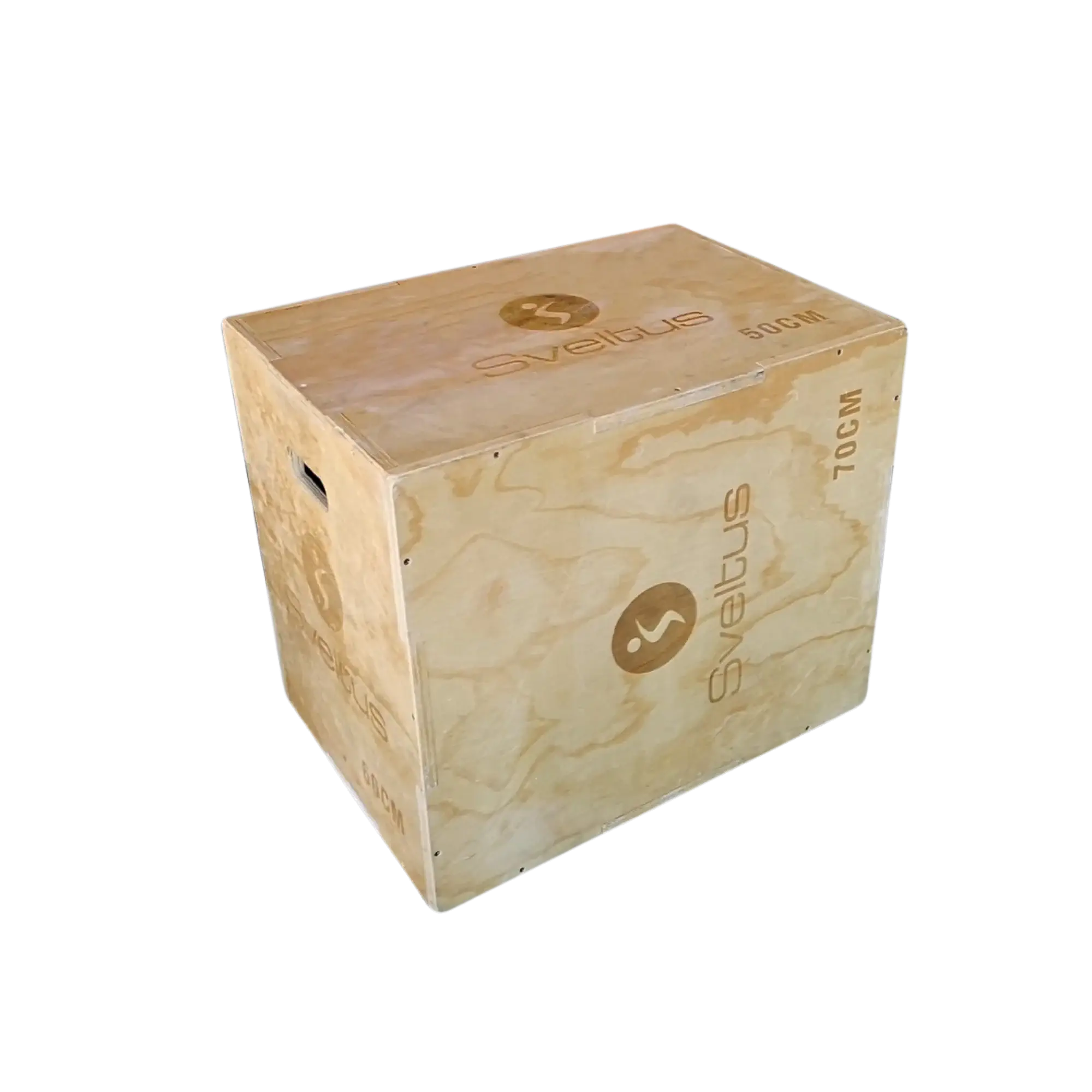 Plyobox en bois Sveltus 3 en 1 avec poignées pour entraînement de plyométrie et CrossFit.